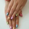 Blue nails with white easter bunny nail art. 1