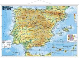 Es gibt 17 autonome regionen in spanien, die inseln inbegriffen. Physisches Spanien Und Portugal Poster Mit Metallleisten 95x65 Cm