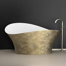 Freistehende Badewanne Oval Aus Acryl Flower Style Gold Leaf Glass Design Srl Moderne Badewannen Freistehende Badewanne Blumen Mode
