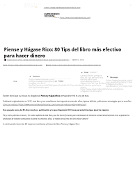 ¡leer online piense y hágase rico! Piense Y Hagase Rico 80 Tips Del Libro Mas Efectivo Para Hacer Dinero Conocimiento Mente