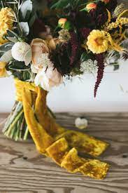 Yellow flower wedding bouquets with gold ribbon. Yellow Velvet Wedding Ribbon Velvet Ribbon Wedding Ribbon Bridal Bridal Bouquet