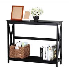Amazon Com Topeakmart 2 Tier Large Black Console Table X Design Accent Tables With Storage Black Furniture Living Room Large Console Table Entrance Furniture