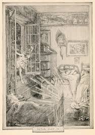 Francis Donkin Bedford Frontispiece Peter Flew In Peter And Wendy By J M Barrie 1911 Peter Pan Buch Zeichnung Zeichnung
