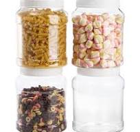 Okllen 4 Pack 80 FL Oz 5/8 Gallon Clear Plastic Jars with Lids, Large Empty  Storage Gallon Containers Round Canisters for Nut, Snack, Honey, Jam, Dry  ...