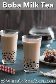 Boba Milk Tea Recipe Or Bubble Tea Recipe With Boba White On Rice Recipe Bubble Tea Recipe Milk Tea Recipes Boba Tea Recipe