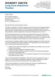 Long Term Substitute Teacher Cover Letter Examples - Qwikresume