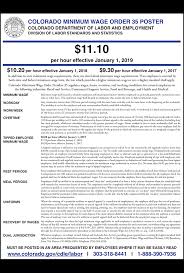 Please note new york's state minimum wage law allows for wage orders that govern wage requirements in specific industries such as fast food, resort services. Colorado Poster Update Required 2019 Minimum Wage Compliance Poster Company