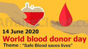 Donate blood to save a life. World Blood Donor Day 2020 June 14