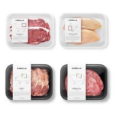 Download Meat Packaging Barcelona Label Makanan Makanan Masakan PSD Mockup Templates