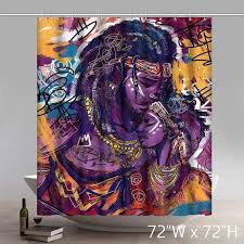 Black Art Shower Curtains Liberty African Black Art Twin Flame Shower Curtains Unique Shower Curtain Shower Curtain Afrocentric Decor