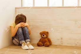Punished Little Boy Sitting In The Corner And Crying, A Teddy ...