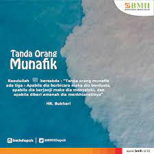 Munafik diartikan sebagai orang yang memiliki sifat nifak. Laznas Bmh Depok Sur Twitter Mutiarahadits Bmh Depok Ciri Ciri Orang Munafik Https T Co Ltadceyrtn Berbagikebaikan Baitulmaalhidayatullah Bmh Zakat Zakatprofesi Zakatpilarperubahan Sedekahterbaik Santunananakyatim Pray4sulteng