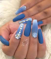 In this nail tutorial i will show you how to do beautiful blue nails with gel polish ombre sprinkled with crushed swarovski crystals. Ombre Matte Ombre Long Coffin Nails Matte