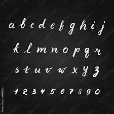 Alphanumeric keys comprise of both alphabets from a to z and numeric digits from 0 to 9. Hand Written Vector Alphabet Letters A Z And Numbers 0 9 On Chalkboard Background Calligraphy Font Latin Lowercase Handwriting Symbols Stock Vector Adobe Stock