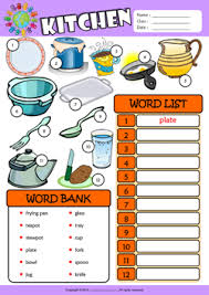 Kitchen Esl Find And Write The Words Worksheet For Kids Reading Comprehension Lessons English Games For Kids Worksheets For Kids