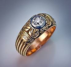 Antique Russian Diamond Solitaire Men S Ring Antique Mens Rings Men Diamond Ring Rings For Men