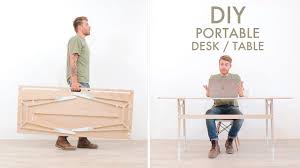 Diy Portable Foldable Desk From One Sheet Of Plywood Youtube Portable Desk Plywood Desk Foldable Desk