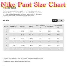 nike size chart nwt