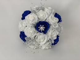 White and neutral wedding flowers. Artificial Medium Bridesmaid Bouquet Posy Silver Flower Sprays