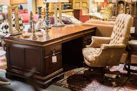 Tan Desk Chair Desk Chair Brown Desk Big Desk Wood Desk Traditional Home Study Office Desk For Offic Consignment Furniture Furniture Home Decor