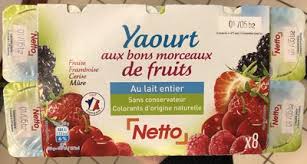 Yaourt Aux Bons Morceaux De Fruits Au Lait Entier Netto Calories Et Informations Nutritionnelles