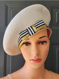 Vintage Frank Olive Lillie Rubin White Straw Sailor Style Nautical Hat  Beret Bow