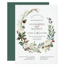 Botanical Christmas Holiday Wedding Invitation Zazzle Com Holiday Wedding Invitations Floral Wreath Wedding Invitation Wreath Wedding Invitations