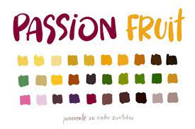 Gorgeous mineral colorants are combined with either fractionated coconut oil or jojoba oil and pressed like conventional eyeshadow. Passion Fruit Procreate Color Palettes Graphic By Wanida Toffy Creative Fabrica