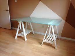 Explore 35 listings for glass top dining table ikea at best prices. Ikea Glass Desk Top With Adjustable White Trestle Legs Ikea Glasholm Glass Table Top 58 1 4x28 3 4 Pair Of F Glass Desk Glass Top Desk Ikea Glass Desk