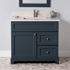 Add a touch of glamor and elegance to your interiors with these bathroom cabinet blue available at alibaba.com. St Lawrence Cabinets London Vanity With Dover White Quartz Top Single Sink 36 In Blue Grey Rona