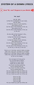 System Of A Down Mr Jack System Of A Down Lyrics Music Bands