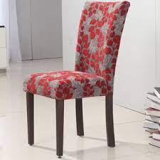 Elegant Red Floral Parson Chair Set Of 2 Dining Chairs Furniture Dining Room Remodel