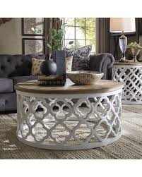 Only 1 available and it's in 3 people's carts. New Savings On Vince Reclaimed Wood Moroccan Trellis Drum Coffee Table By Inspire Q Artisan White Finish