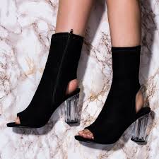 Black peep toe stiletto boots. Parity Heeled Boots With Open Toe Up To 74 Off