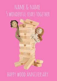 Wood anniversary, great wedding gift,husband or wife gift, custom present w/ heart key. 5 Years Wood Anniversary Personalised Card Funky Pigeon