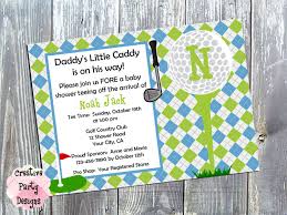 This theme is such a fun and unique alternative to a little man or guy in a tie party. Daddy S Little Caddy Baby Shower Invitation Golf Themed Baby Shower Baby Boy Spo Couples Baby Shower Invitations Golf Baby Showers Sports Baby Shower Theme