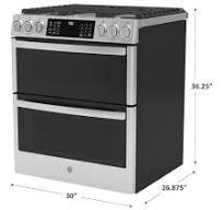 GE Profile 30" Slide-In Front-Control Double Oven Range in Fingerprint  Resistant Stainless Steel