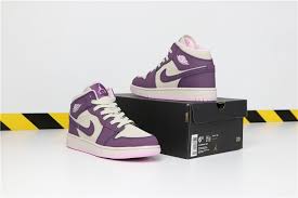 2018 Nike Air Jordan 1 Mid Gs Pro Purple Desert Sand 555112 500 Air Jordans Jordan 1 Mid Nike Air Jordan