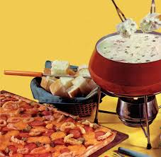 A fondue party centers around a pot of fondue, also known as melted cheese or chocolate. Fun With Vintage Fondue Other Recipes For A Really With It Dinner Party 1968 Click Americana