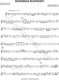 Queen Bohemian Rhapsody Eb Instrument Sheet Music Alto Or Baritone Saxophone In G Major Download Print Sheet Music Clarinet Sheet Music Violin Sheet Music