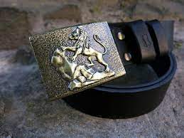 Pin On Leather Belt With Brass Buckles