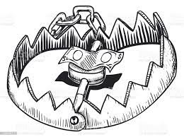 Bear Trap With Chain Powerful Spikes And Banknote As Bait Ready To Free Vector Art Bear Trap Vector Art