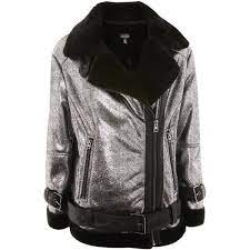 Topshop Metallic Faux Fur Biker Jacket 120 Liked On Polyvore Featuring Outerwear Jackets Black Met Faux Fur Biker Jacket Topshop Jacket Metallic Jacket