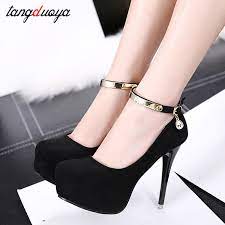 Large bride autour de la cheville avec deux boucles de fermetures. Chaussures De Mariage Sexy A Talons Hauts Pour Femmes Escarpins A Plateforme Laniere A La Cheville Noir Rose Aliexpress