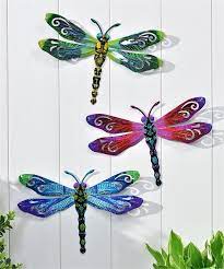 3 Metal Dragonflies Garden Wall Home Decor Dragonfly Wall Art Dragonfly Yard Art Dragonfly Outdoor Decor