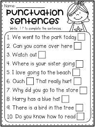 Punctuation Worksheet With Periods Question Marks And Exclamation Marks This Is P Kindergarten Grammar Worksheets Kindergarten Grammar Punctuation Worksheets