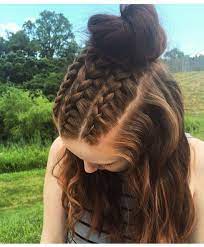 Triple French Braids And Top Knot French Braids Top Knot Braid Braids Long Hair Styles Lo Braided Hairstyles Easy Tree Braids Hairstyles Long Hair Styles