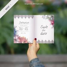Download Free Psd Ornamental Wedding Invitation Mockup With Watercolor Flowers PSD Mockup Templates