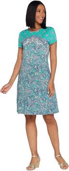 Isaac Mizrahi Live Engineered Paisley Printed Knit Dress Comfy Dresses Paisley Dress Dresses