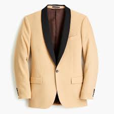 Double breasted fit with 8 horn buttons up the front. J Crew Satin Ludlow Suit Dinner Jacket In Camel Hair In Natural For Men Lyst